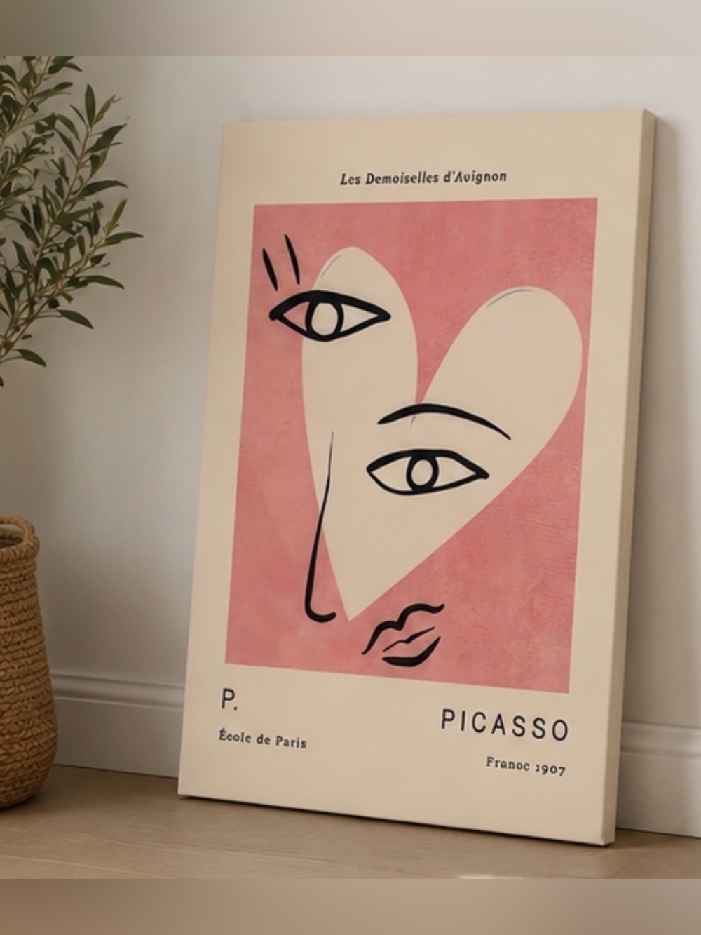 Picasso Les Demoiselles d’Avignon Pink Canvas Print 24” x 16” Wall Art